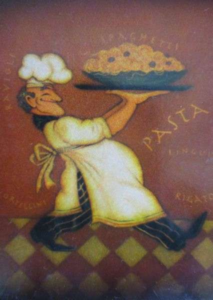 A set of six charming Chef coasters in holder