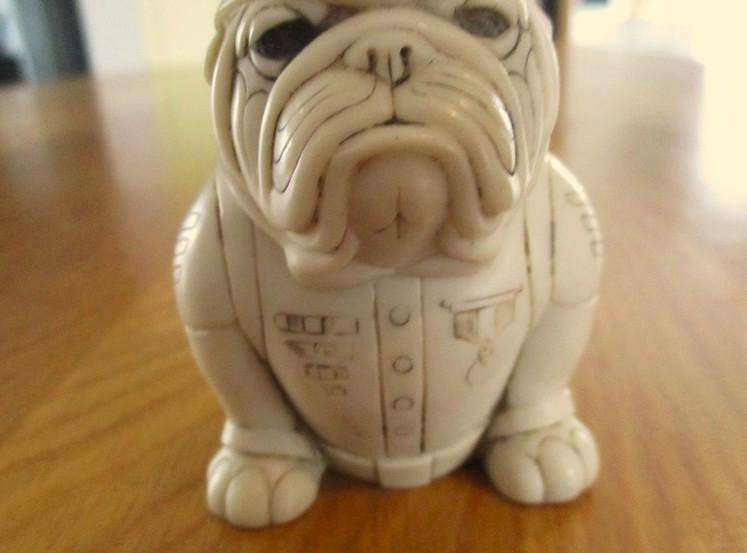 Iconic John Biccard crushed marble figurine - Bobby Bulldog - signed