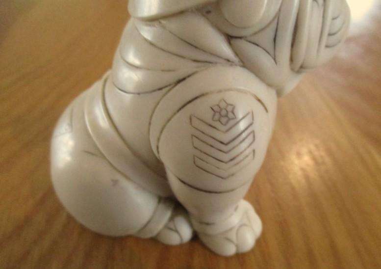 Iconic John Biccard crushed marble figurine - Bobby Bulldog - signed