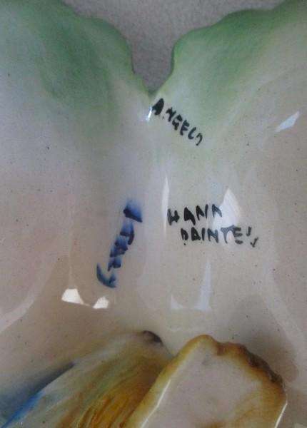 Whimsical vintage Italian highly glazed Majolica candy/nut dish (ignore light reflections on glaze)