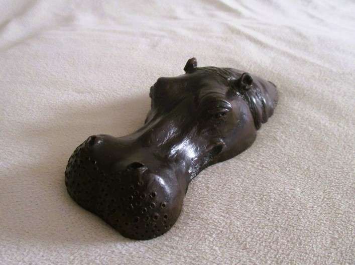 Collectable Donald Greig original bronze sculpture - Hippo head paper weight - signed