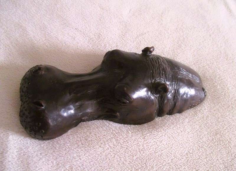 Collectable Donald Greig original bronze sculpture - Hippo head paper weight - signed