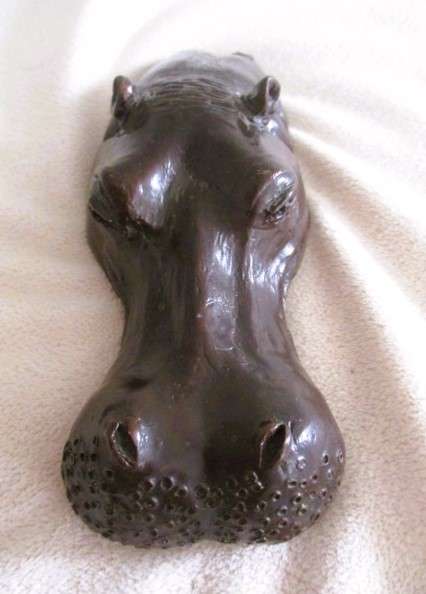 Collectable Donald Greig original bronze sculpture - Hippo head paper weight - signed