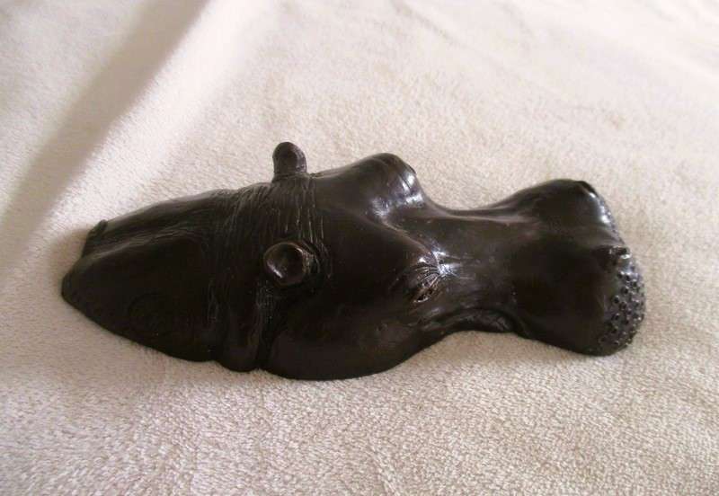 Collectable Donald Greig original bronze sculpture - Hippo head paper weight - signed
