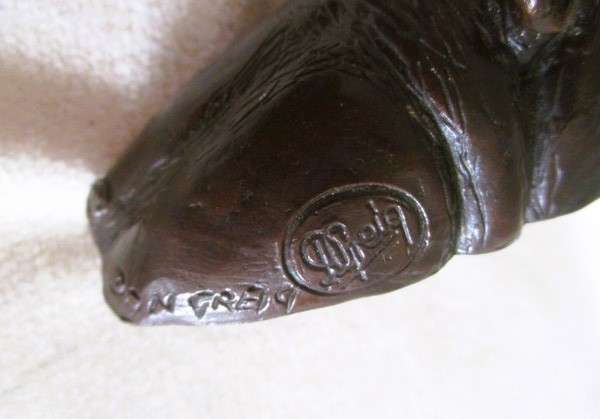 Collectable Donald Greig original bronze sculpture - Hippo head paper weight - signed
