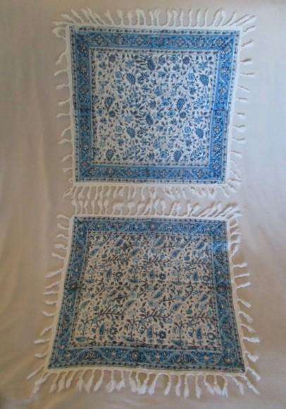 Two beautiful square hand blocked (natural dyed) Iranian Ghalamkar Tale cloths - floral design