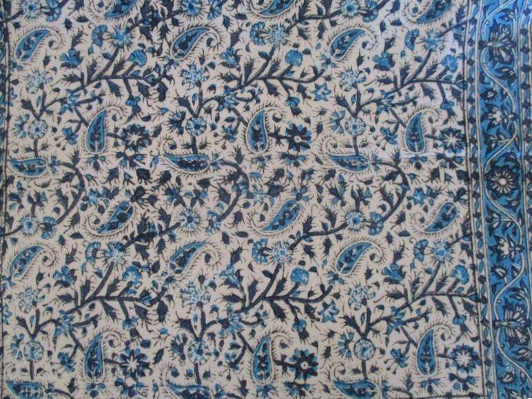 Two beautiful square hand blocked (natural dyed) Iranian Ghalamkar Tale cloths - floral design