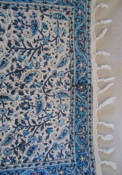 Two beautiful square hand blocked (natural dyed) Iranian Ghalamkar Tale cloths - floral design