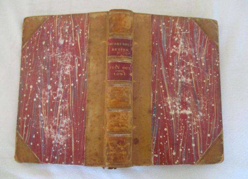 1891 - marbled hard cover with leather corners & spine - The Quarterly Report - July to October 1891