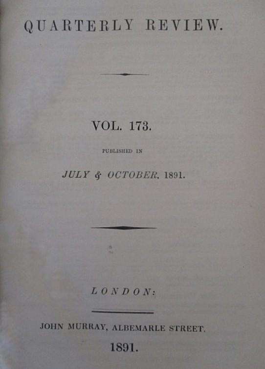 1891 - marbled hard cover with leather corners & spine - The Quarterly Report - July to October 1891