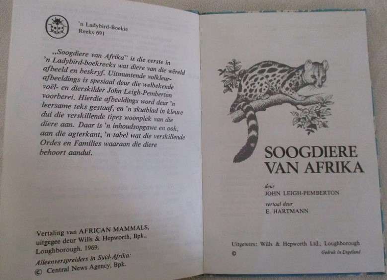 1969 rare ladybird book for the collector - Afrikaans - Die Soogdiere van Afrika