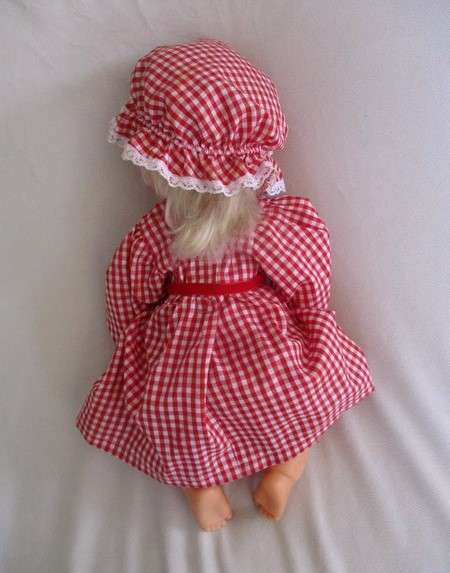 Pretty vintage First Love Baby Love drink and wet doll in pretty outfit