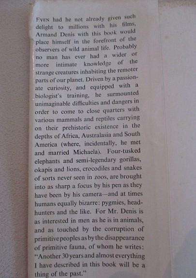 On Safari The Story of my Life by Armand Denis - hard cover plus dust cover