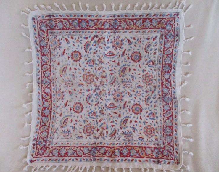 A vintage square hand blocked (natural dyed) Iranian Ghalamkar cloth