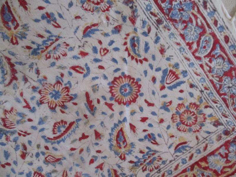 A vintage square hand blocked (natural dyed) Iranian Ghalamkar cloth