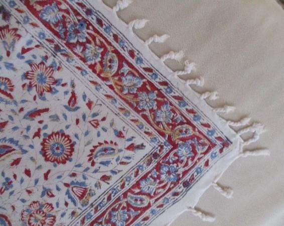 A vintage square hand blocked (natural dyed) Iranian Ghalamkar cloth