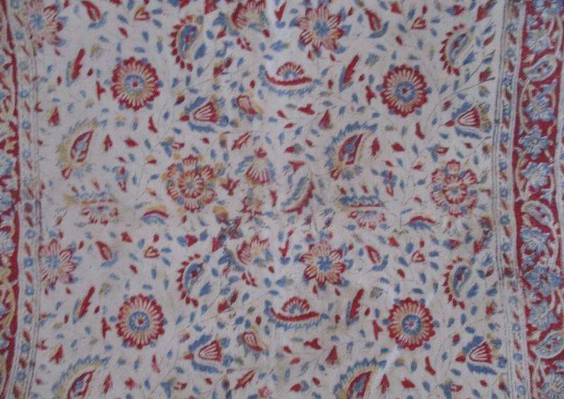 A vintage square hand blocked (natural dyed) Iranian Ghalamkar cloth