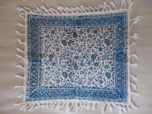 Two beautiful square hand blocked (natural dyed) Iranian Ghalamkar Tale cloths - paisley & floral