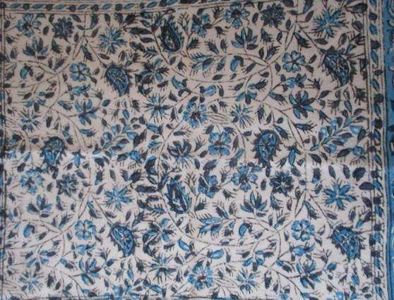 Two beautiful square hand blocked (natural dyed) Iranian Ghalamkar Tale cloths - paisley & floral