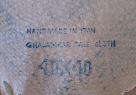 Two beautiful square hand blocked (natural dyed) Iranian Ghalamkar Tale cloths - paisley & floral