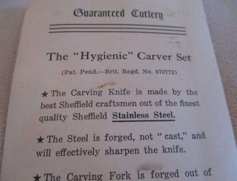 Circa 1920's to 40's Antique/vintage Harris Miller & Co forged (not cast)carving set in box