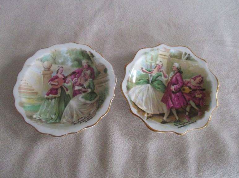 Two collectable Royal Standard fine bone China pin dishes after Dutch artist M. L angbroek