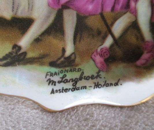 Two collectable Royal Standard fine bone China pin dishes after Dutch artist M. L angbroek