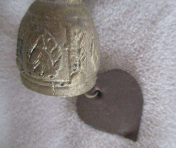 Special find!!  Vintage/antique hand cast Indian brass bell windchimes - carved with Hindu deities