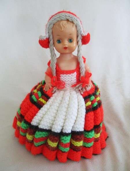 For Annalie only - From Granny's day - three vintage hand knitted half doll tea cosies
