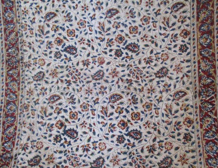 A vintage hand blocked (natural dyed) Sfahani Iran Ghalamkar cloth - signed