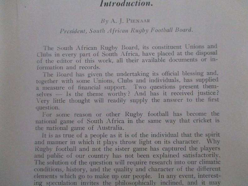 1933 edition - The History of South African Rugby Football (1875-1932) by Ivor d. Difford