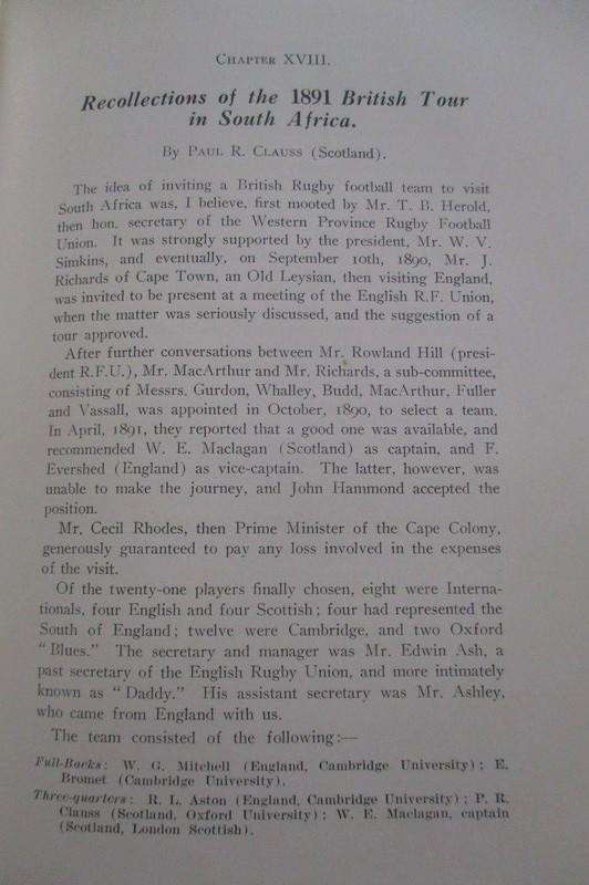 1933 edition - The History of South African Rugby Football (1875-1932) by Ivor d. Difford