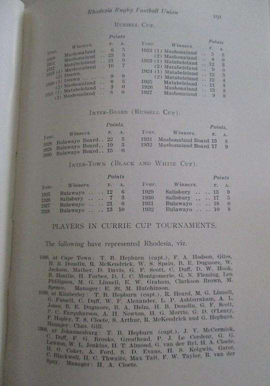 1933 edition - The History of South African Rugby Football (1875-1932) by Ivor d. Difford