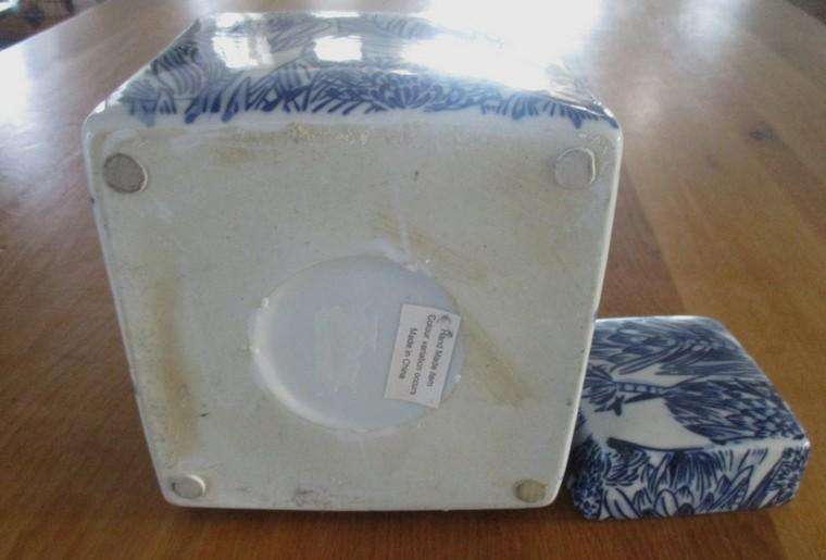 A very large modern blue and white Chinese ginger/storage jar - unusual square design
