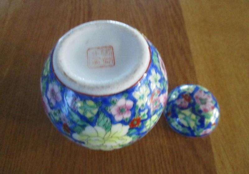 Two small vintage Chinese Famille Verte lidded ginger jars (one signed)