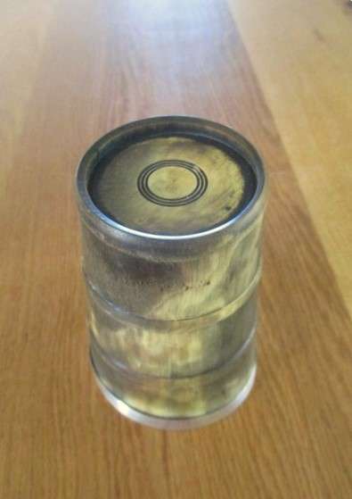 Antique horn beaker cup with silver metal rim