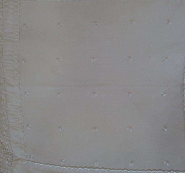 Pretty cushion with wide embroidered lace border