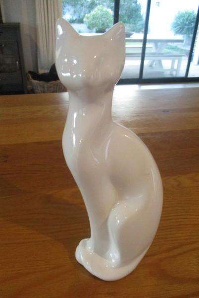 Elegant tall white porcelain cat