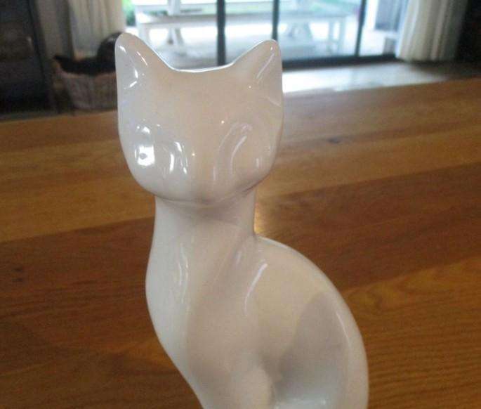 Elegant tall white porcelain cat