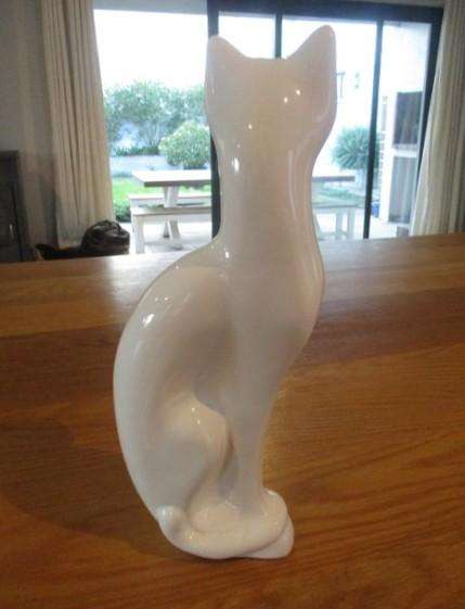 Elegant tall white porcelain cat