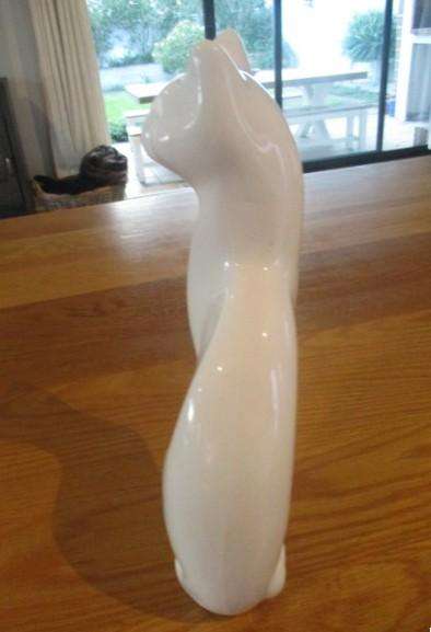 Elegant tall white porcelain cat