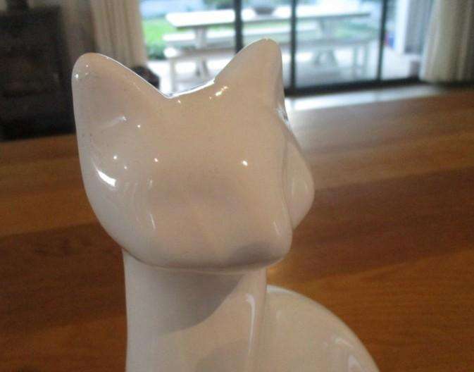 Elegant tall white porcelain cat