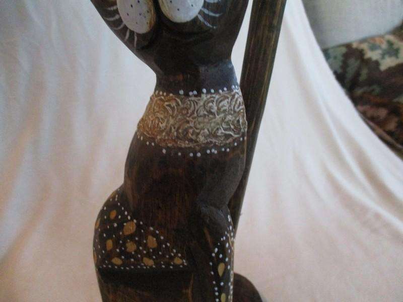 Large decorative wooden cat kitchen paper towel/toilet roll holder