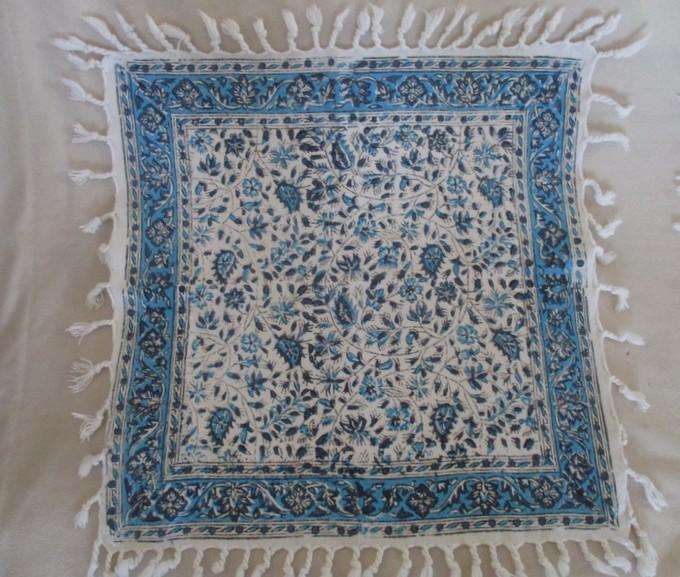 Two beautiful square hand blocked (natural dyed) Iranian Ghalamkar Tale cloths - both floral