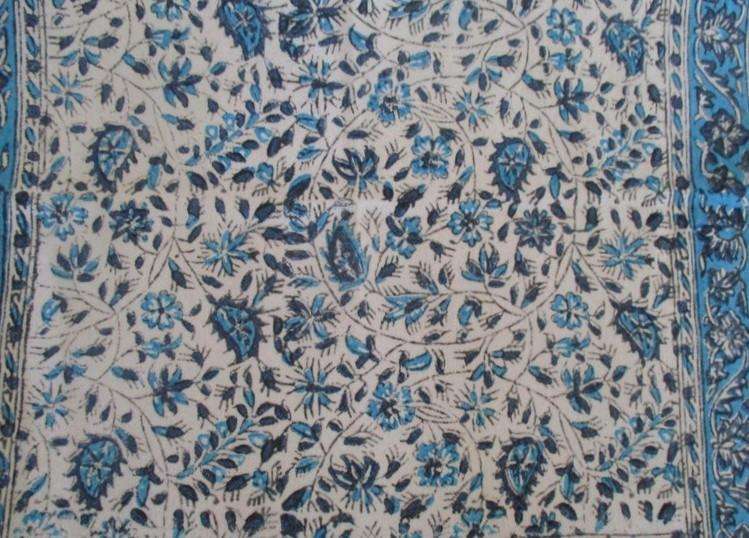 Two beautiful square hand blocked (natural dyed) Iranian Ghalamkar Tale cloths - both floral