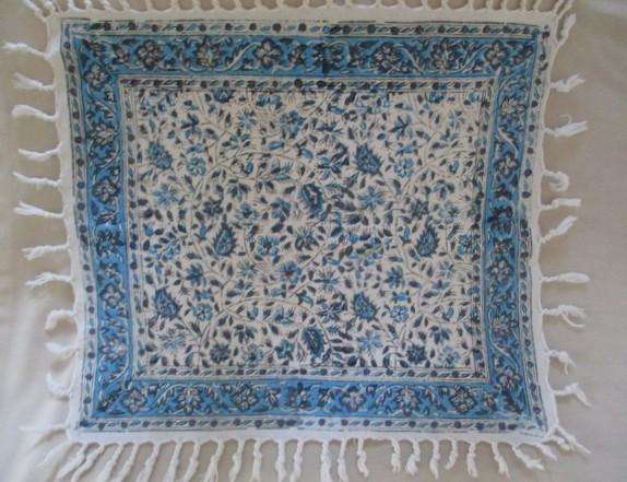 Two beautiful square hand blocked (natural dyed) Iranian Ghalamkar Tale cloths - both floral