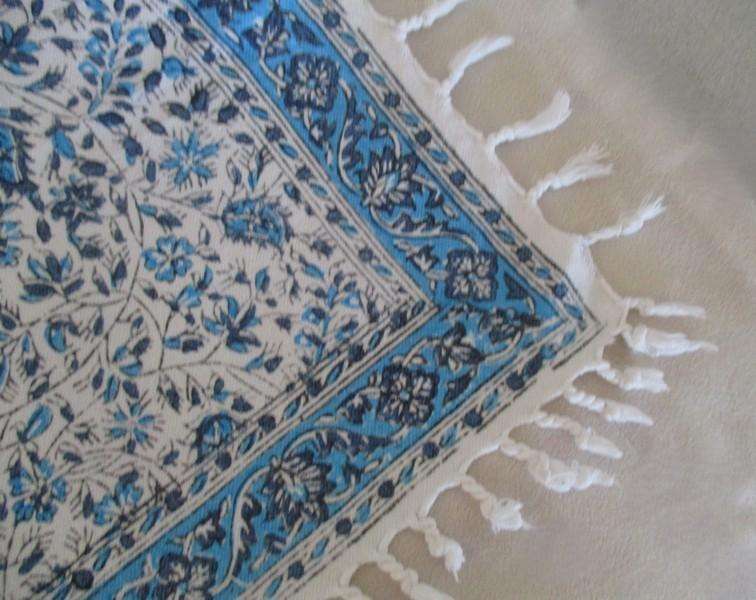 Two beautiful square hand blocked (natural dyed) Iranian Ghalamkar Tale cloths - both floral