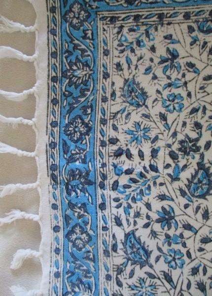 Two beautiful square hand blocked (natural dyed) Iranian Ghalamkar Tale cloths - both floral
