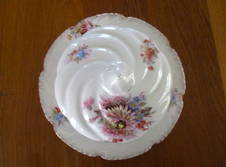 Beautiful large vintage butter/cheese dish with floral design