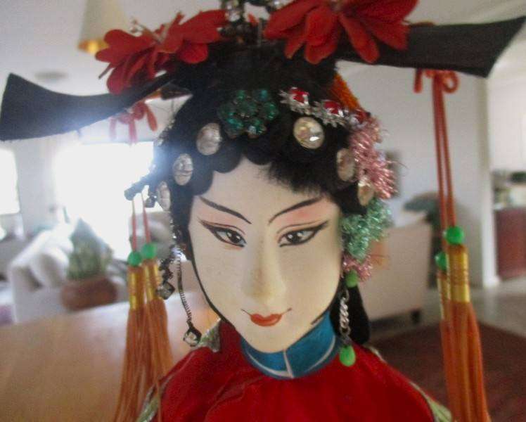 Exceptionally large vintage Chinese Peking Opera doll with exquisitely embroidered outfit